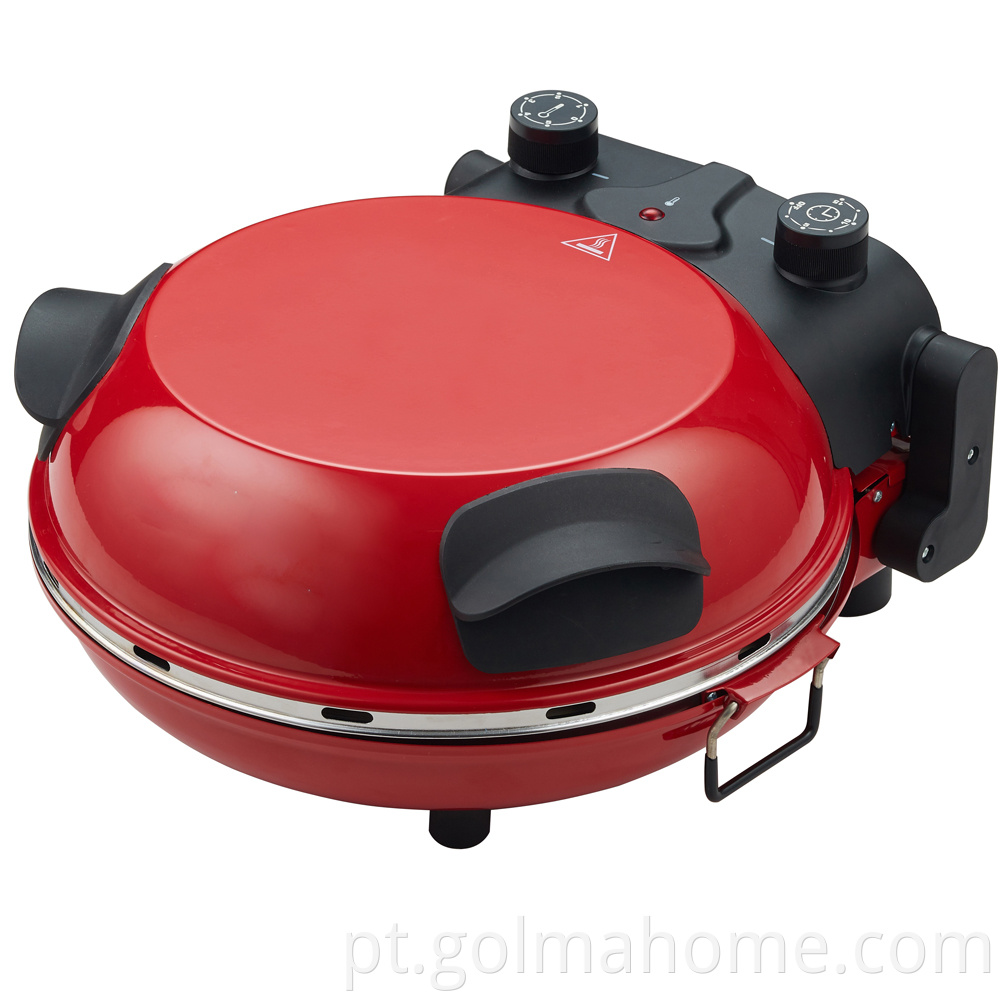 Fast Fun cooking Máquina de pizza elétrica de 12 polegadas com fornos de pedra para assar pizza italiana crepe / panqueca forno de pizza vermelha